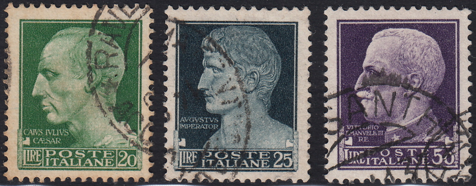 UT697 - 1929 - Imperiale di Regno, L. 20 verde, L. 25 ardesia e L. 50 violetto usati con annulli originali (259/261)