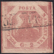 UT743 - 1858 - Stemma delle Due Sicilie, 2 grana rosa chiaro II tavola usato (6)