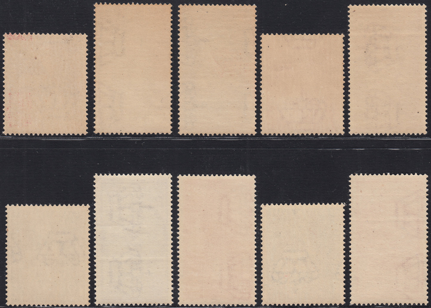 1930 – Virgilio, Ten cuttings of an advertising poster on thick cardboard with a perforated impression printed in black in the outline and diagonally the wording SAGGIO in block capitals.