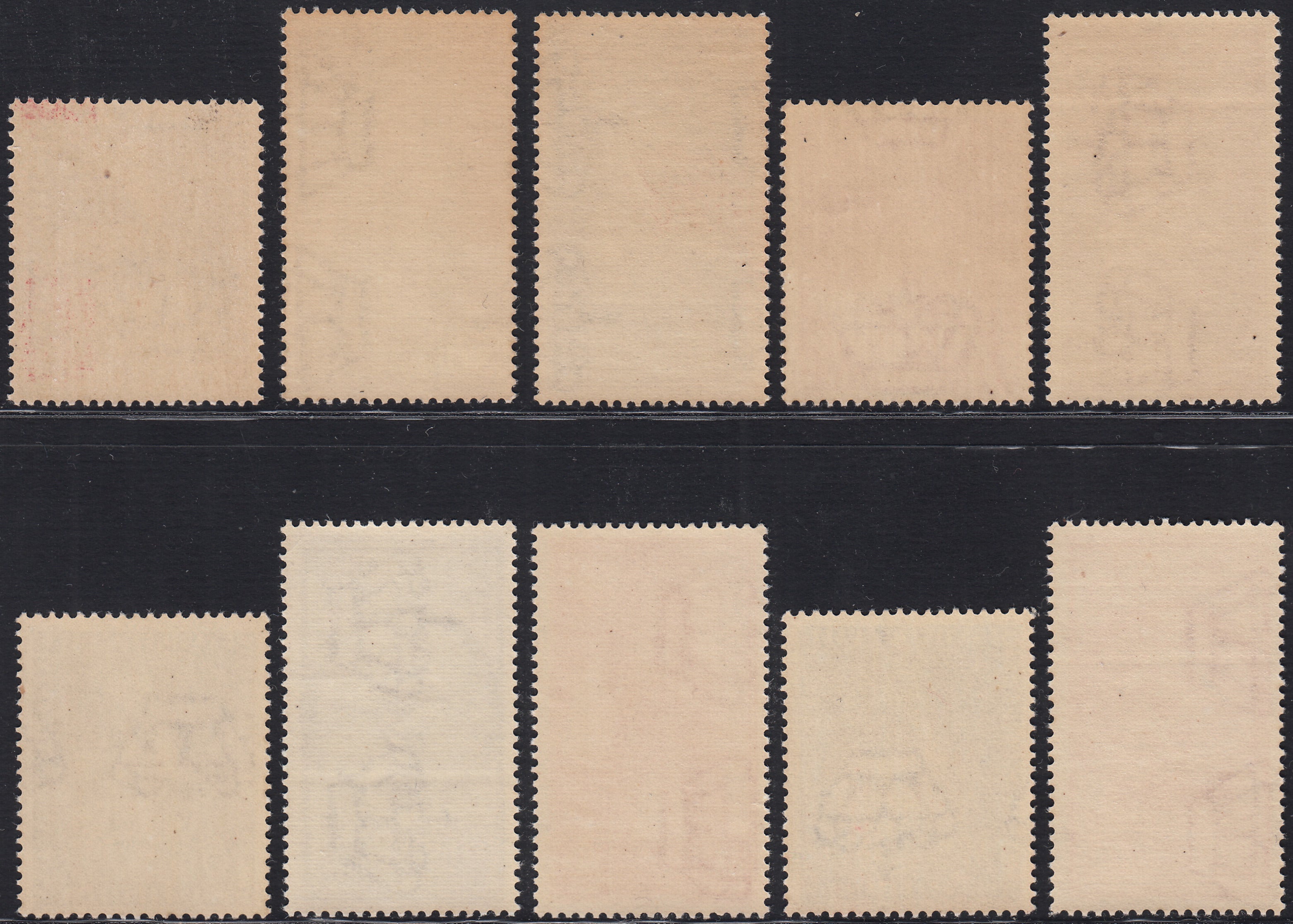 1930 – Virgilio, Ten cuttings of an advertising poster on thick cardboard with a perforated impression printed in black in the outline and diagonally the wording SAGGIO in block capitals.