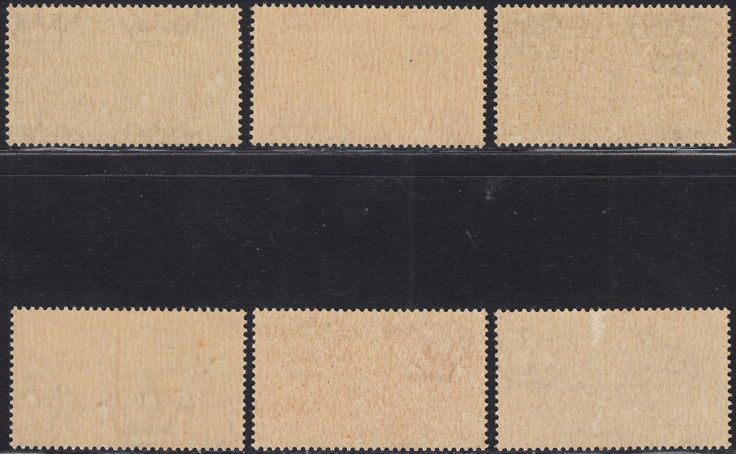 1930 – Virgilio, Ten cuttings of an advertising poster on thick cardboard with a perforated impression printed in black in the outline and diagonally the wording SAGGIO in block capitals.