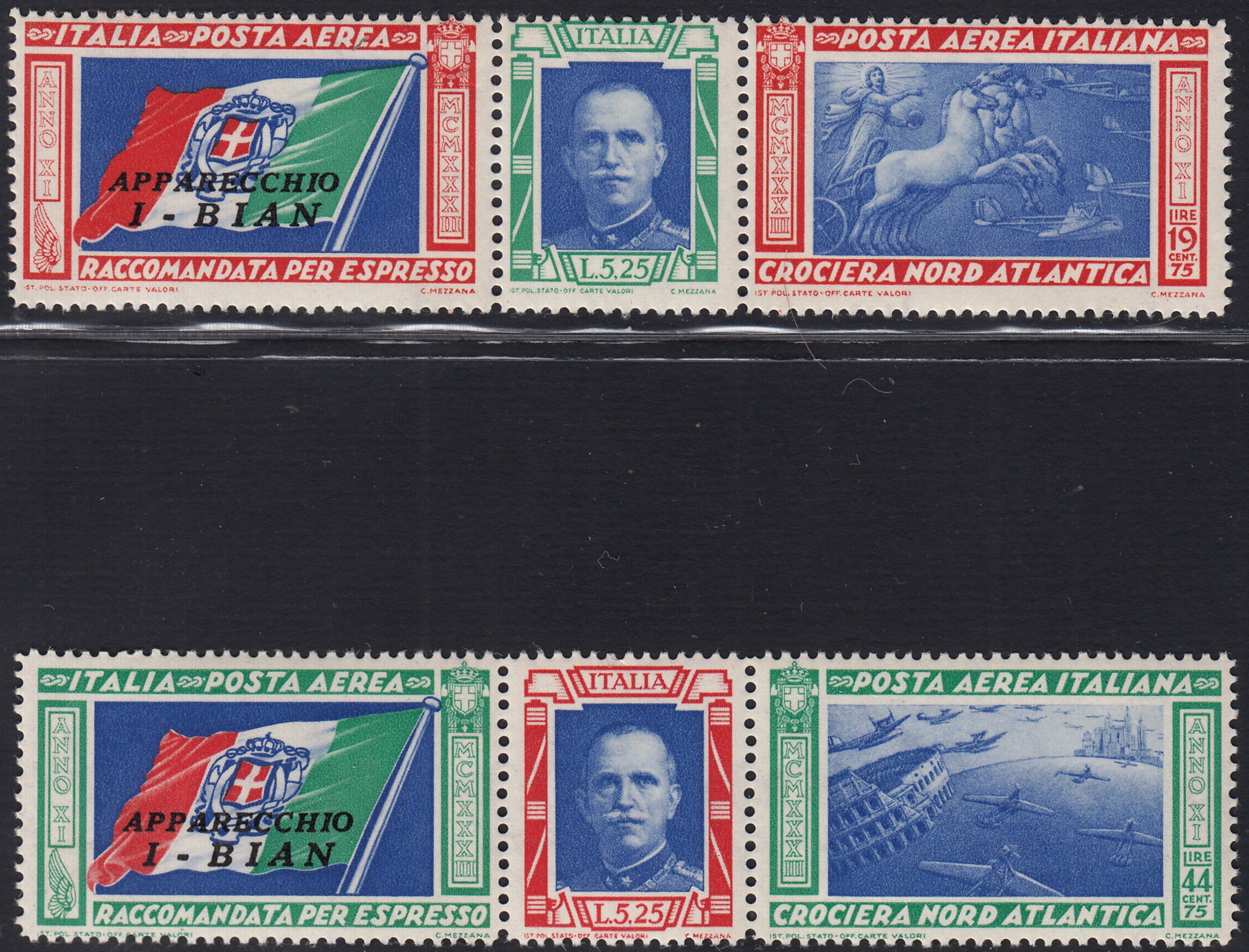 1930 – Virgilio, Ten cuttings of an advertising poster on thick cardboard with a perforated impression printed in black in the outline and diagonally the wording SAGGIO in block capitals.