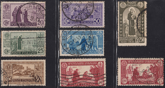 1930 – Virgilio, Ten cuttings of an advertising poster on thick cardboard with a perforated impression printed in black in the outline and diagonally the wording SAGGIO in block capitals.