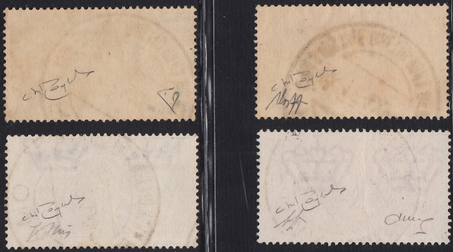 1930 – Virgilio, Ten cuttings of an advertising poster on thick cardboard with a perforated impression printed in black in the outline and diagonally the wording SAGGIO in block capitals.