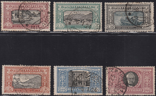 UT833 - 1923 - Cinquantenario della morte di Alesssandro Manzoni, serie completa usata di bella qualità con annulli originali (151/156).