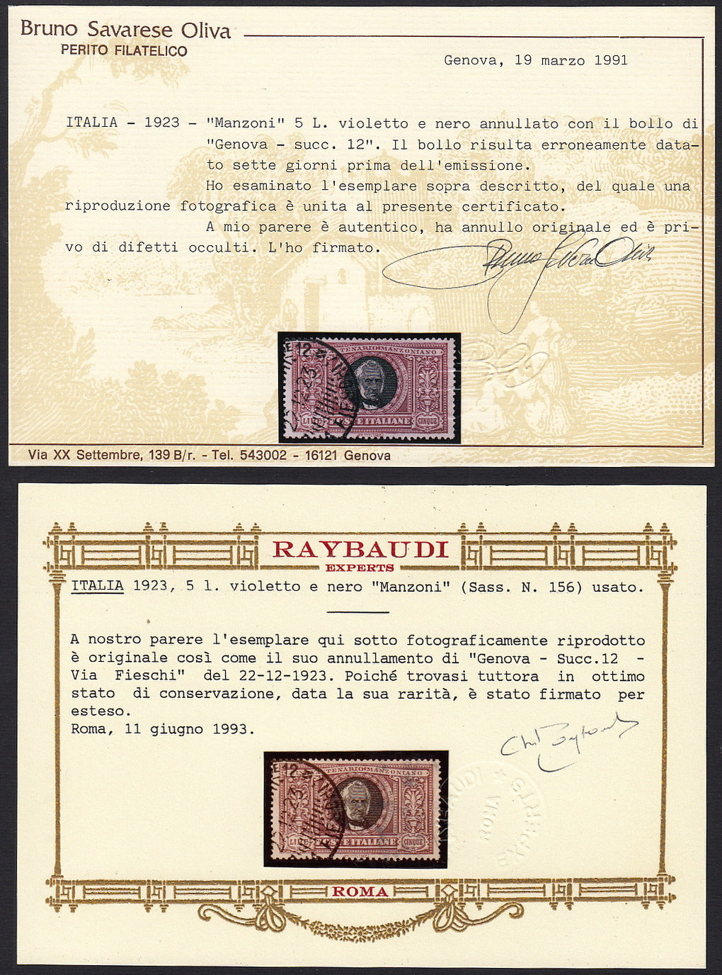 UT833 - 1923 - Cinquantenario della morte di Alesssandro Manzoni, serie completa usata di bella qualità con annulli originali (151/156).