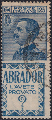 Kingdom of Italy, advertising issues, c. 25 light blue and brown "Piperno" new with intact rubber (6)