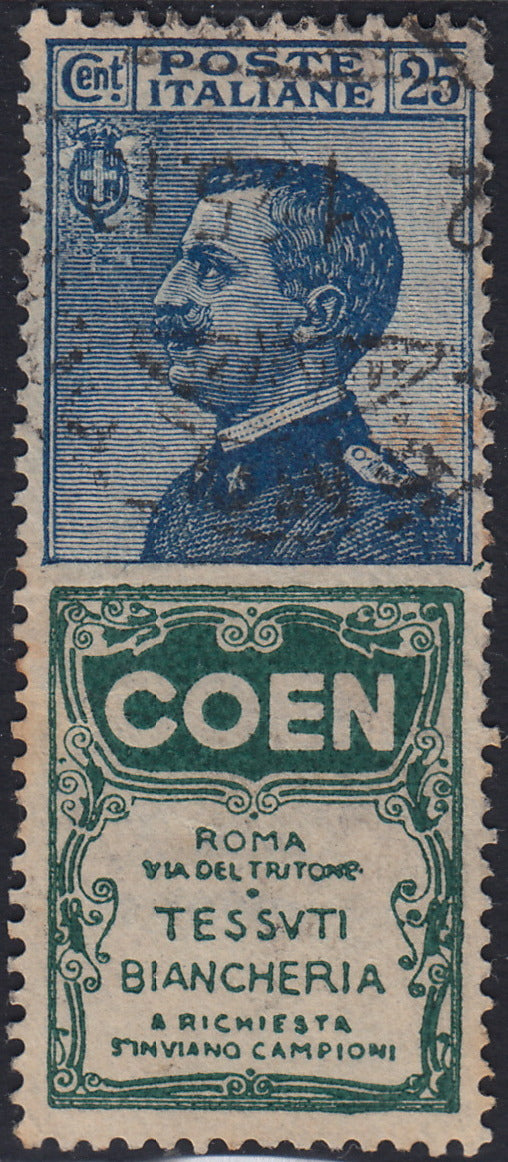 Kingdom of Italy, advertising issues, c. 25 light blue and brown "Piperno" new with intact rubber (6)