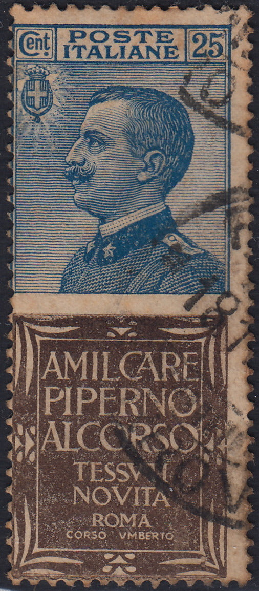 Kingdom of Italy, advertising issues, c. 25 light blue and brown "Piperno" new with intact rubber (6)