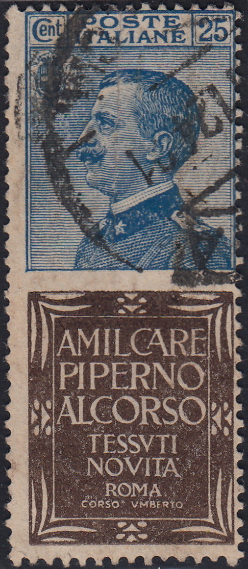 Kingdom of Italy, advertising issues, c. 25 light blue and brown "Piperno" new with intact rubber (6)