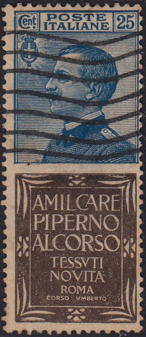 Kingdom of Italy, advertising issues, c. 25 light blue and brown "Piperno" new with intact rubber (6)
