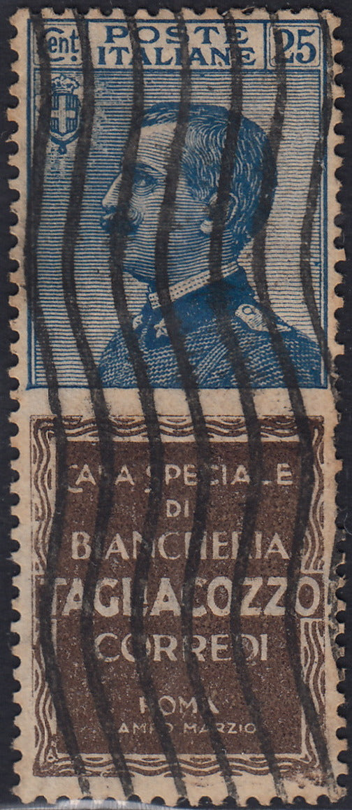 Kingdom of Italy, advertising issues, c. 25 light blue and brown "Piperno" new with intact rubber (6)