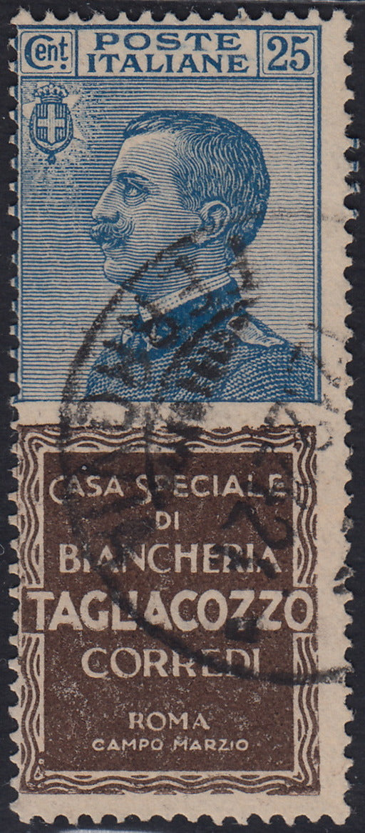 Kingdom of Italy, advertising issues, c. 25 light blue and brown "Piperno" new with intact rubber (6)