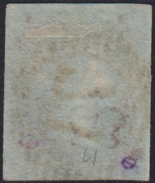 UT956 - 1841 - Due Pence azzurro, esemplare con linea bianca, lettere P - B usato (SG 3)