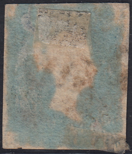 UT957 - 1841 - Due Pence azzurro, esemplare con linea bianca, lettere H - C usato (SG 3)