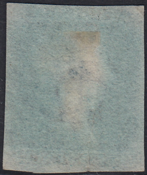 UT959 - 1841 - Due Pence azzurro, esemplare con linea bianca, carta azzurra, lettere M - G usato (SG 3)