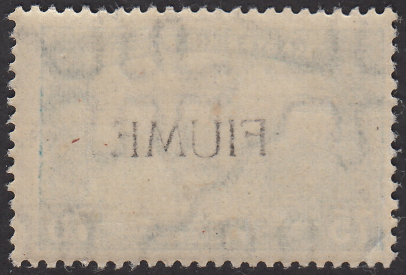 V162 - 1918 - Parlamento d'Ungheria, 75 filler celeste e celeste chiaro con decalco della soprastampa FIUME nuovo con gomma integra (15h)