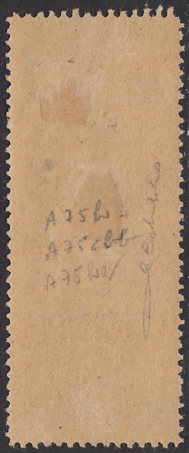 V46 - 1919 - Allegorie, carta tipo "A" c. 20 verde smeraldo coppia verticale non dentellata al centro nuova con gomma (A75h)