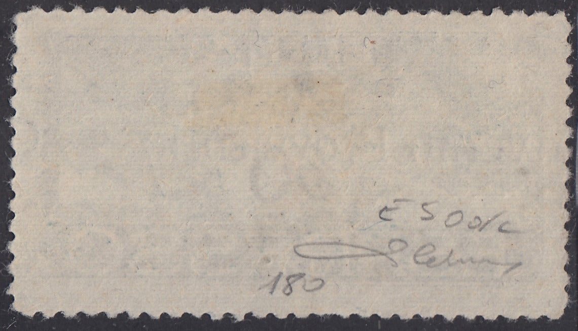 V477 - 1921 - Espresso c. 30 azzurro con soprastampa "Governo Provvisorio" fortemente spostata a sinistra usato (E5oac)