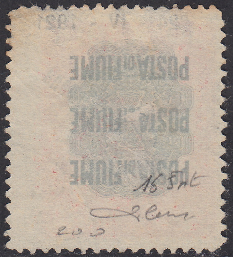V529 - 1921 - Pro Fondazione Studio soprastampati COSTITUENTE FIUMANA c. 10 carminio con dentellatura destra fortemente spostata a destra (165nt)