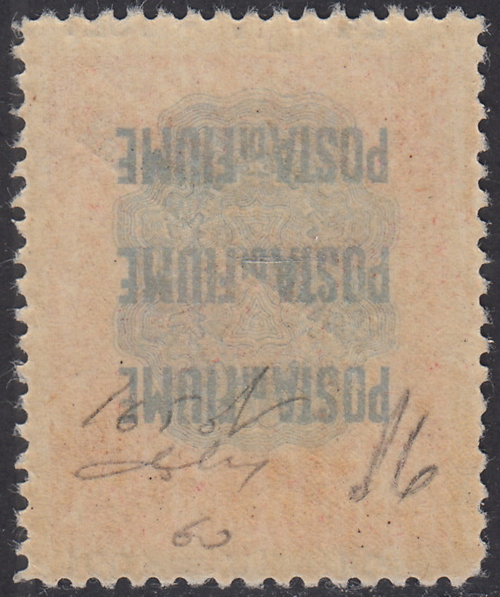 V531 - 1921 - Pro Fondazione Studio soprastampati COSTITUENTE FIUMANA c. 10 carminio con soprastampa fortemente spostata in senso verticale (165d)