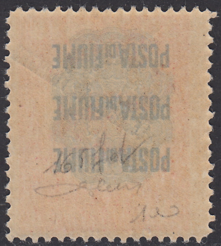 V532 - 1921 - Pro Fondazione Studio soprastampati COSTITUENTE FIUMANA c. 10 carminio con soprastampa fortemente spostata in alto e a destra (165fd)