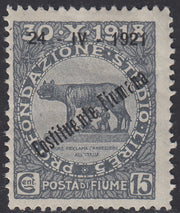 ZZ760 - Hungarian stamp from the Reapers series, 6 blue-green fillers with FUME (instead of FIUME) overprint, new (7d)