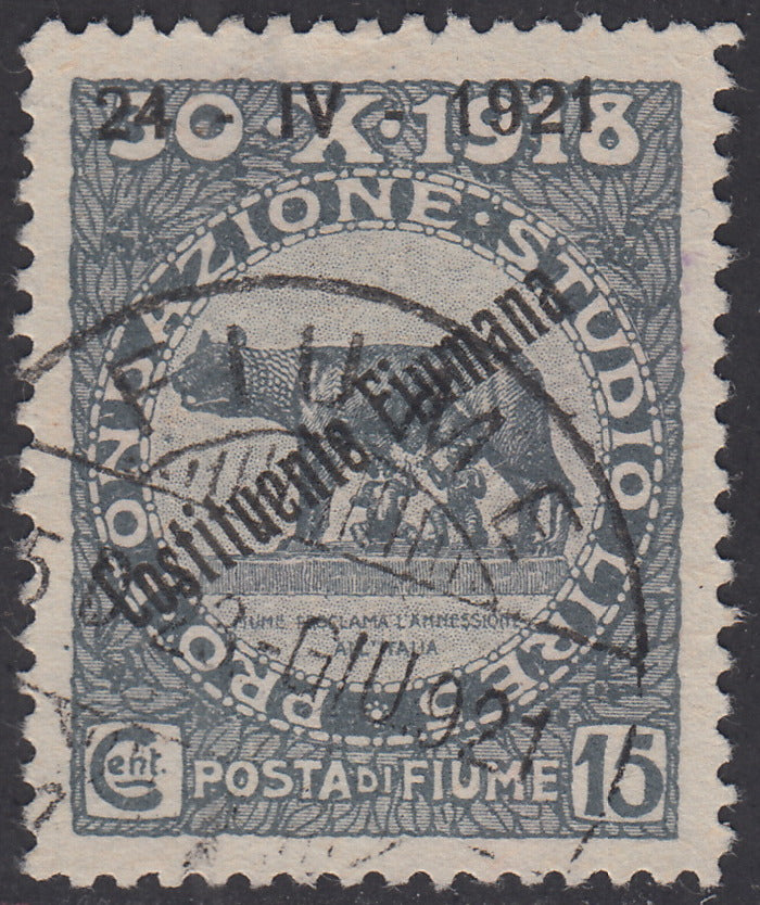 ZZ760 - Hungarian stamp from the Reapers series, 6 blue-green fillers with FUME (instead of FIUME) overprint, new (7d)