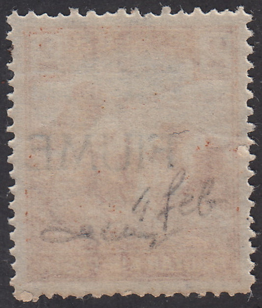 V57 - 1918 - Postage stamp of Hungary from the Reapers series, 2 yellow-brown fillers with machine overprint strongly shifted to the right, new with gum (4 Feb)
