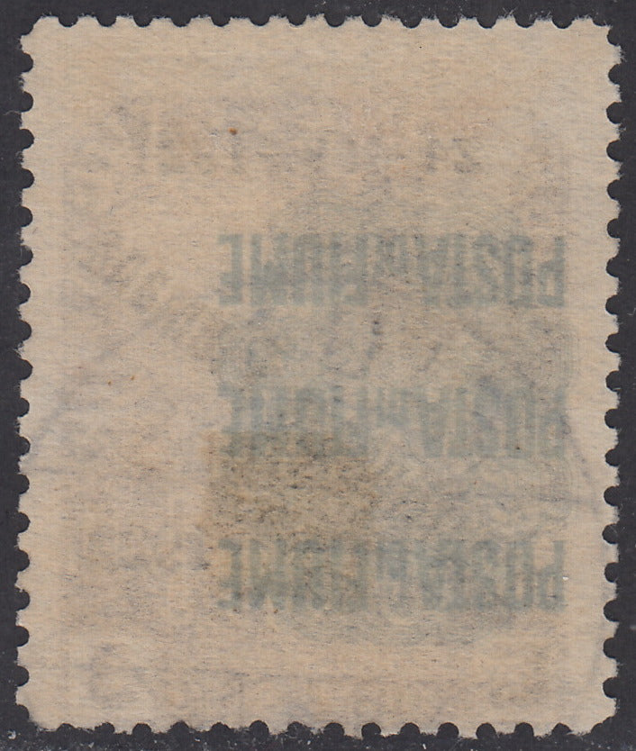 V642 - 1922 - Costituzione Fiumana L. 3 bruno oliva usato con soprastampa spostata in basso (188ma)
