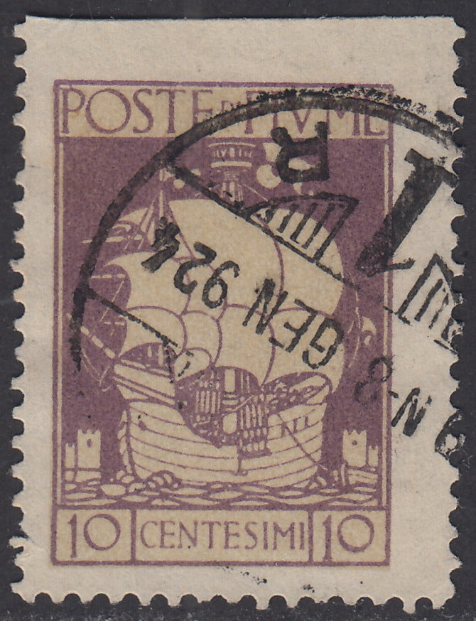 V650 - 1923 - San Vito e Soggetti Vari c. 10 violetto non dentellato in alto usato, varietà inedita  (191g)