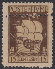 V651 - 1923 - San Vito e Soggetti Vari c. 15 bruno con doppia dentellatura orizzontale nuovo con gomma (192k)