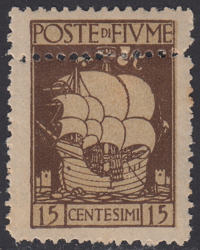 V651 - 1923 - San Vito e Soggetti Vari c. 15 bruno con doppia dentellatura orizzontale nuovo con gomma (192k)