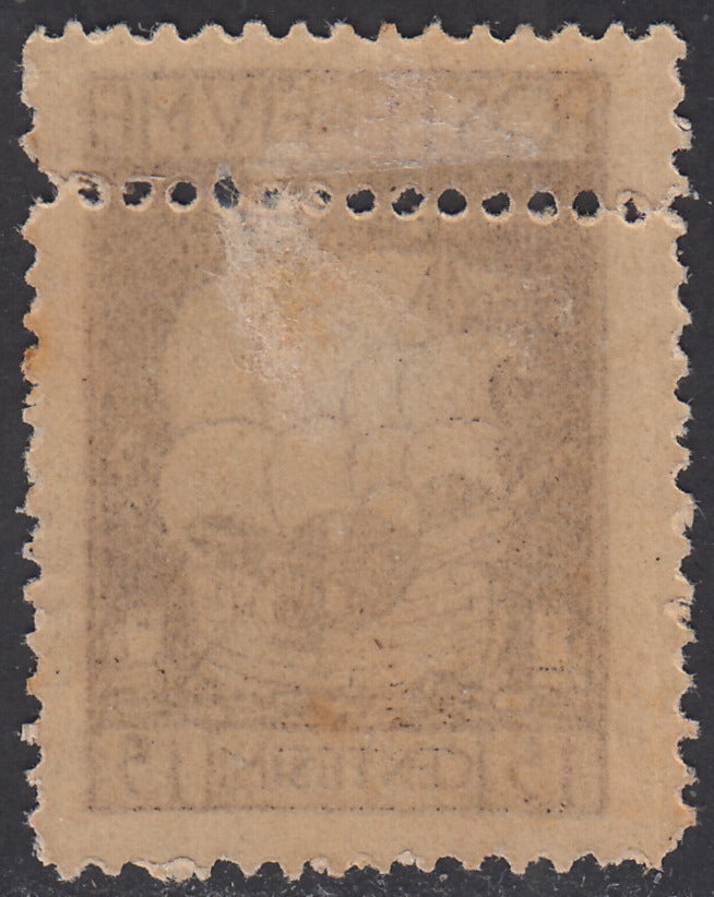 V651 - 1923 - San Vito e Soggetti Vari c. 15 bruno con doppia dentellatura orizzontale nuovo con gomma (192k)