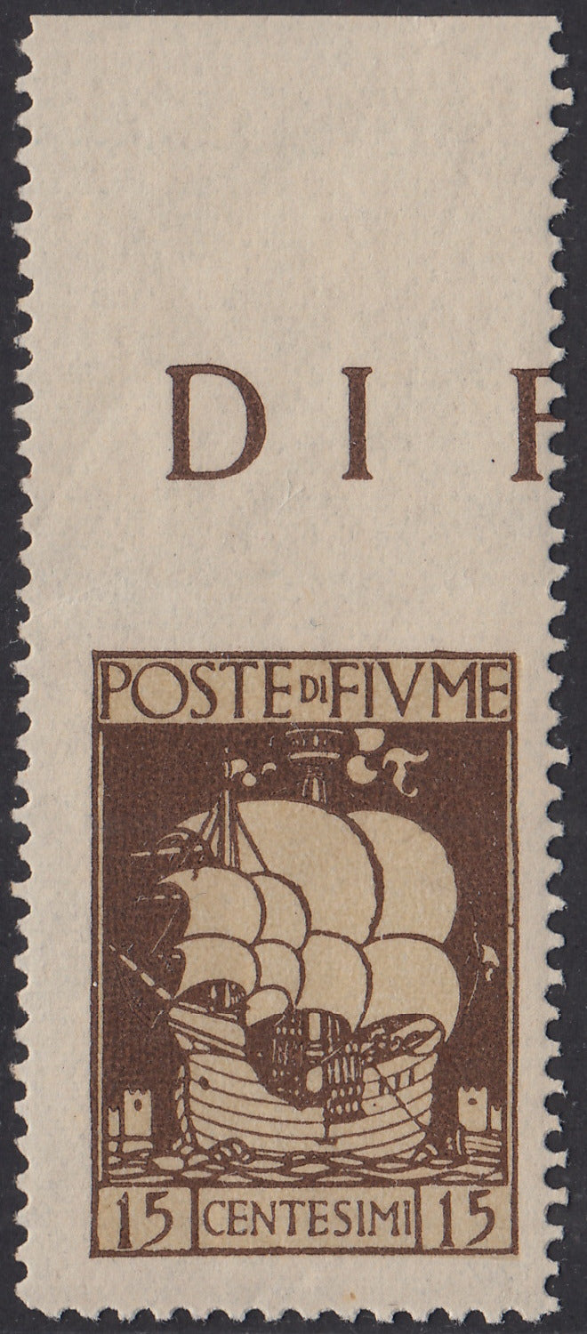 V652 - 1923 - San Vito e Soggetti Vari c. 15 nruno non dentellato in alto nuovo con gomma (192g)