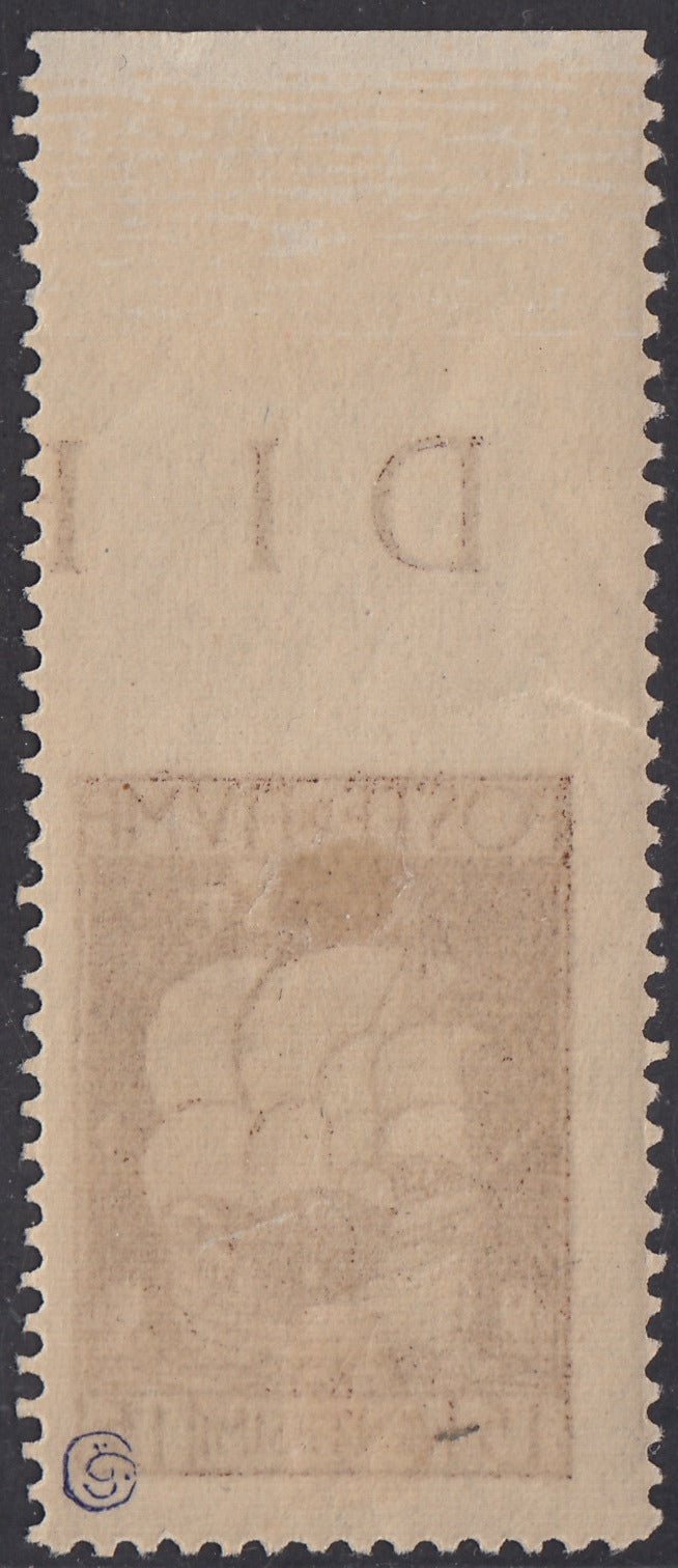 V652 - 1923 - San Vito e Soggetti Vari c. 15 nruno non dentellato in alto nuovo con gomma (192g)