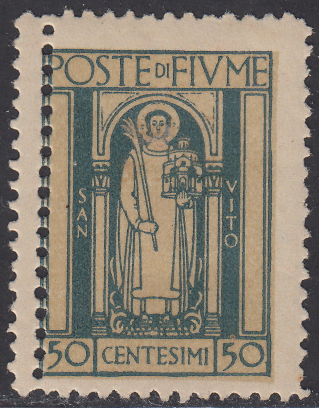 V656 - 1923 - San Vito e Soggetti Vari c. 50 azzurro chiaro con doppia dentellatura verticale nuovo con gomma (196k)