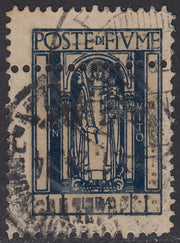 V657 - 1923 - San Vito e Soggetti Vari L. 1 azzurro con doppia dentellatura orizzontale usato (198k)