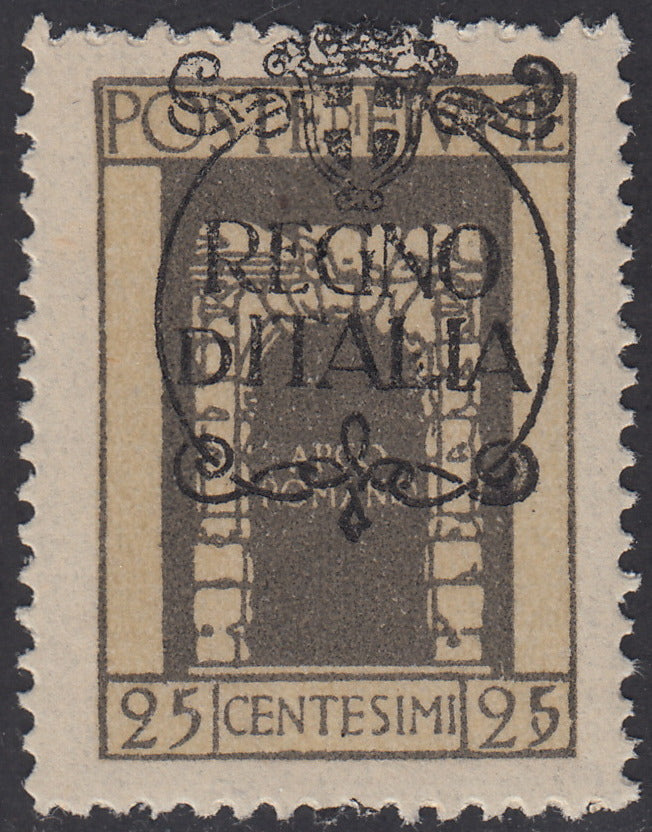 T38 - 1919 - Sello de alegoría con las palabras "Posta Fiume" 10 coronas de olivo con variedad de perforaciones 10 1/2 nuevas con goma original intacta (56/II).