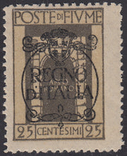 V687 - 1924 - San Vito e Soggetti vari, emissione soprastampata "REGNO D'ITALIA", c. 25 grigio con con decalco della soprastampa nuovo gomma originale (206p)