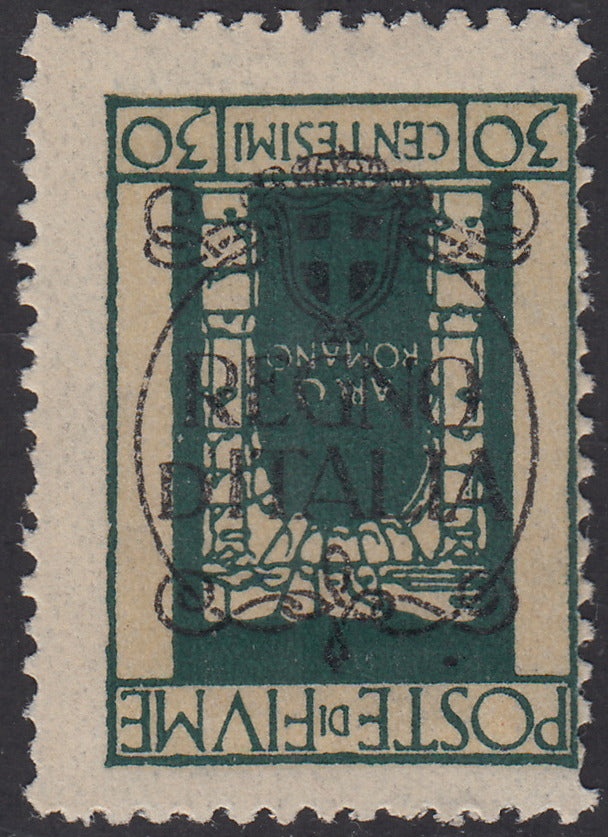 T38 - 1919 - Sello de alegoría con las palabras "Posta Fiume" 10 coronas de olivo con variedad de perforaciones 10 1/2 nuevas con goma original intacta (56/II).