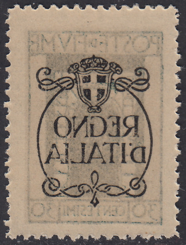 V690 - 1924 - San Vito e Soggetti vari, emissione soprastampata "REGNO D'ITALIA", c. 30 verde azzurro con con decalco della soprastampa nuovo gomma integra (207p)
