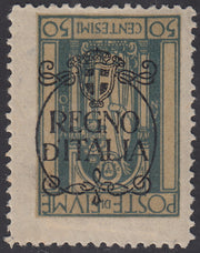 T38 - 1919 - Sello de alegoría con las palabras "Posta Fiume" 10 coronas de olivo con variedad de perforaciones 10 1/2 nuevas con goma original intacta (56/II).