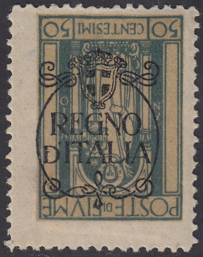 T38 - 1919 - Sello de alegoría con las palabras "Posta Fiume" 10 coronas de olivo con variedad de perforaciones 10 1/2 nuevas con goma original intacta (56/II).