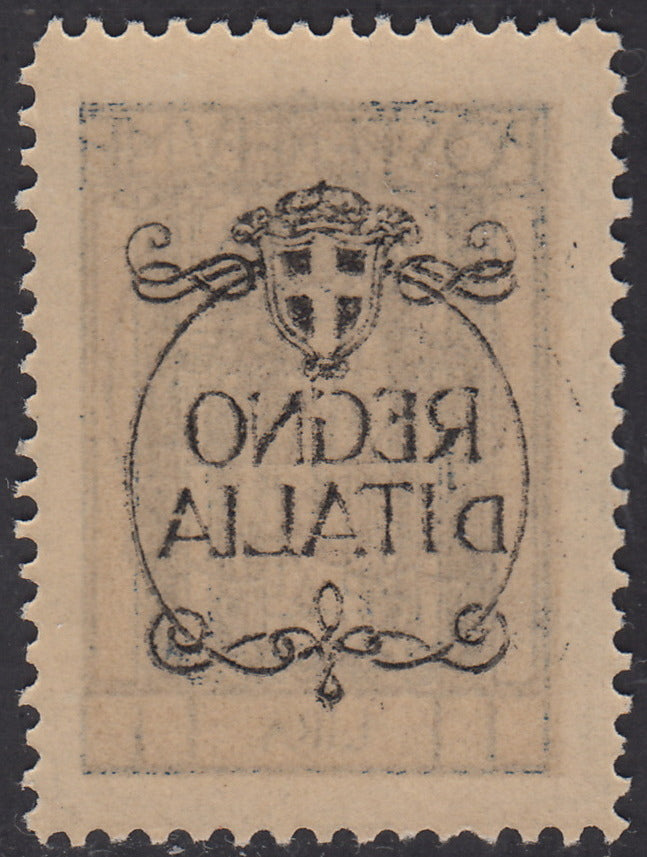 V695 - 1924 - San Vito e Soggetti vari, emissione soprastampata "REGNO D'ITALIA", L. 1 azzurro con decalco della soprastampa nuovo con gomma integra (210p)