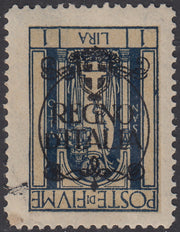 V696 - 1924 - San Vito e Soggetti vari, emissione soprastampata "REGNO D'ITALIA", L. 1 azzurro con soprastampa capovolta nuovo con gomma originale (210e)