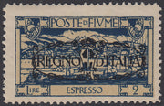 V697 - 1924 - San Vito e Soggetti vari, espresso soprastampato "REGNO D'ITALIA", L. 2 azzurro con decalco della soprastampa nuovo con gomma integra (E10p)