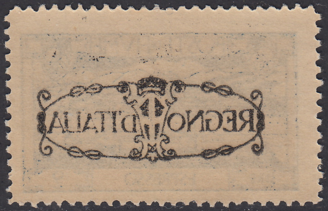 V697 - 1924 - San Vito e Soggetti vari, espresso soprastampato "REGNO D'ITALIA", L. 2 azzurro con decalco della soprastampa nuovo con gomma integra (E10p)