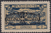 V698 - 1924 - San Vito e Soggetti vari, espresso soprastampato "REGNO D'ITALIA", L. 2 azzurro con decalco della soprastampa nuovo con gomma integra (E10p)