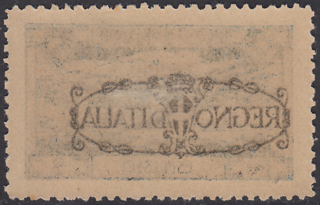 V698 - 1924 - San Vito e Soggetti vari, espresso soprastampato "REGNO D'ITALIA", L. 2 azzurro con decalco della soprastampa nuovo con gomma integra (E10p)
